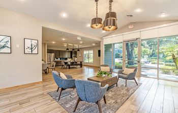 Resident lounge with kitchen and dining space